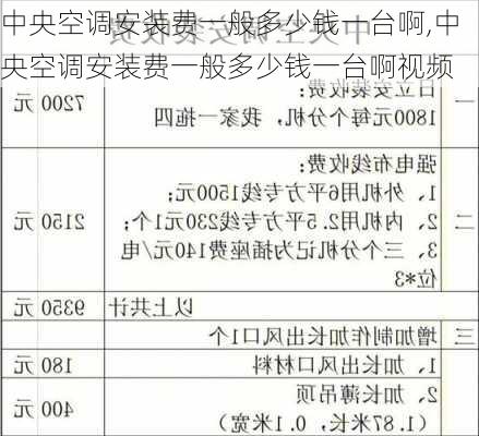 中央空调安装费一般多少钱一台啊,中央空调安装费一般多少钱一台啊视频