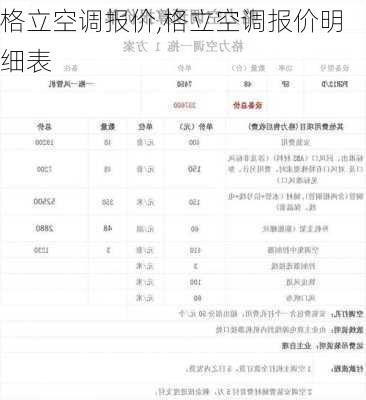 格立空调报价,格立空调报价明细表