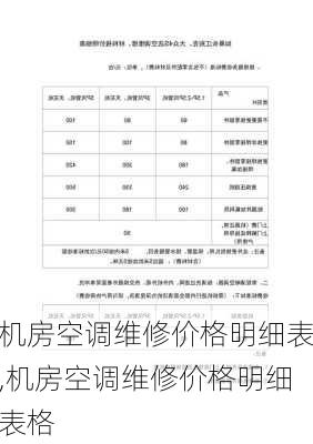 机房空调维修价格明细表,机房空调维修价格明细表格