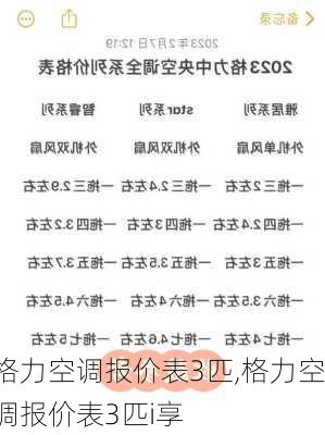 格力空调报价表3匹,格力空调报价表3匹i享