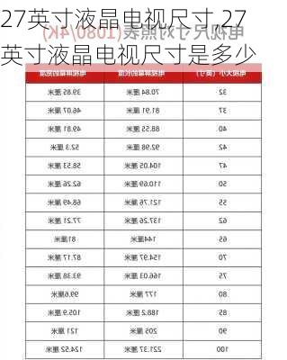 27英寸液晶电视尺寸,27英寸液晶电视尺寸是多少